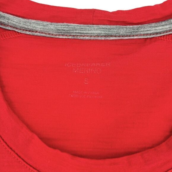Icebreaker Men's Short Sleeve Crew Merino Shirt Red Small - Picture 4 of 6